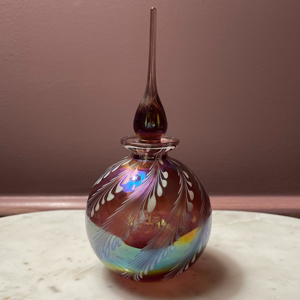 Vintage Ganz Glass Genie Perfume Bottle Iridescent Purple